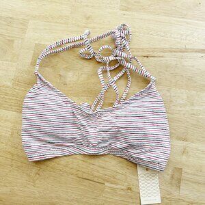 NWT Eberjey Bikini Top Lines Connor‎ L NEW White Red Gray
